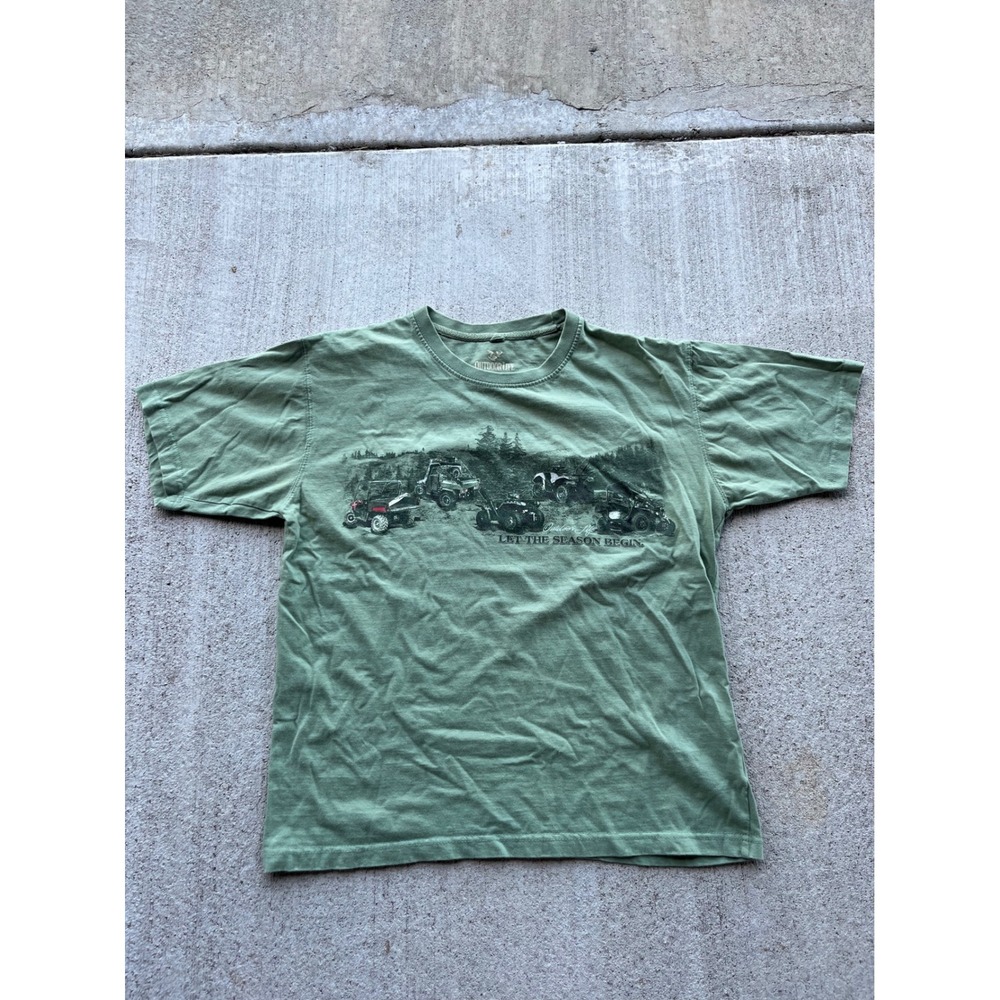 Outdoor Life Mens Small Green ATV Graphic Tee Let The Season Begin Short Sleeve